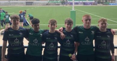 six Loughrea Rugby Club youth players (U16s) who were involved in the Connacht Rugby provincial talent squad match at the Sportsground this morning.