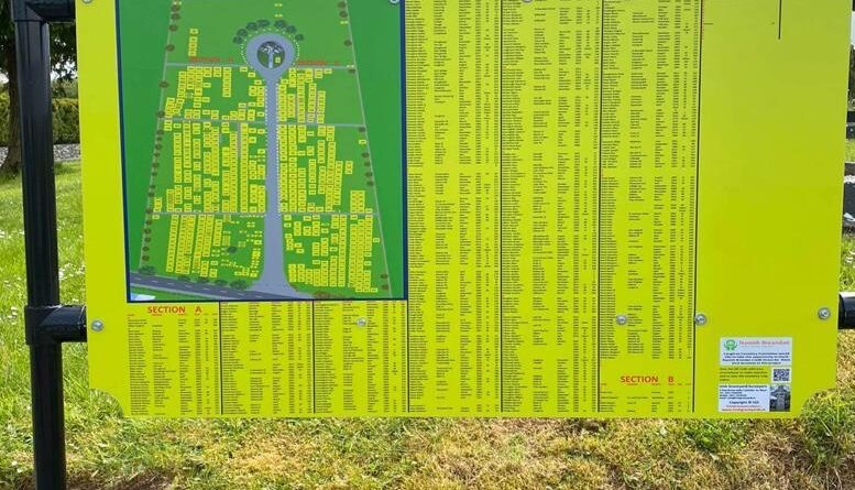 Mount Pleasant cemetery Loughrea debut map marking burial plots