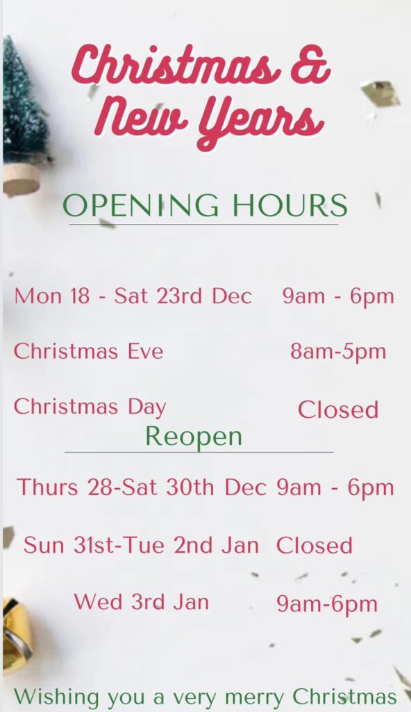 Hope’s Bakery & Coffee Shop Loughrea Christmas Hours